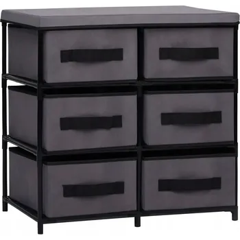 Komoda Volně stojící komoda se 6 zásuvkami, Ocel a tkanina, šedá, 55x29x55 cm