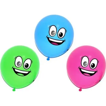 Balónek Balónek nafukovací - sada 10 ks potisk OBLIČEJ