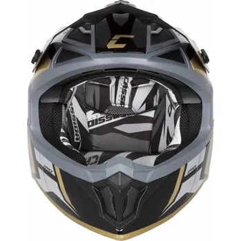 Helma na motorku Přilba Cross Pro 2 Contra, CASSIDA (zlatá perleť/šedá/černá)