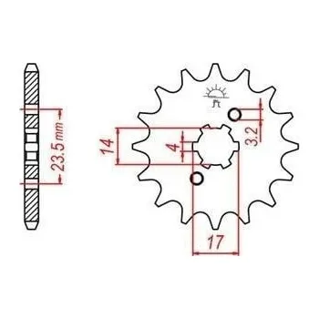 Řetězová sada pro motocykl řetězové kolečko pro sekundární řetězy typu 420, JT - Anglie (14 zubů) APRILIA RS4 50 2011-2019