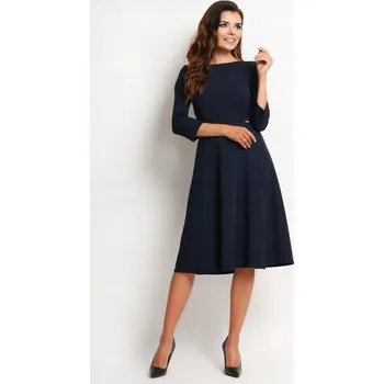 Dámské šaty Rozšířené midi šaty, tmavě modré - XL