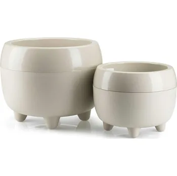Květináč PLASTOVÝ KVĚTINÁČ BOTANICE SADA 2KS 30X24 CM+23X18,5 CM BÉŽOVÁ