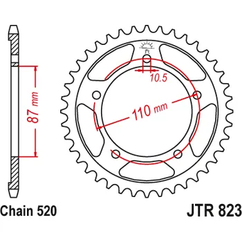 Řetězová sada pro motocykl Řetězová rozeta JT JTR 823-41 41 zubů, 520 SUZUKI GW 250 Inazuma 2011-2017