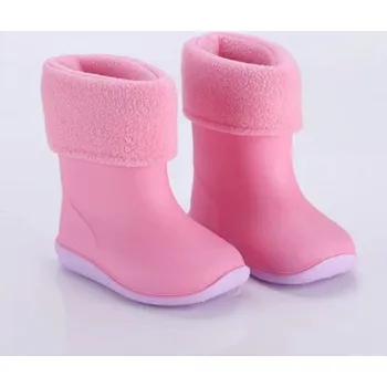 Dívčí obuv Dětské holínky s plyšem růžová 27