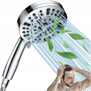 Sprchová hlavice SPRCHOVÁ HLAVICE SE SPRCHOVOU HADICÍ 1,5M CHROM: VYSOCE TLAKOVÁ SPRCHOVÁ HLAVICE S 8 REŽIMY.