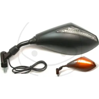 Zrcátko pro motocykl Zpětné zrcátko s integrovaným ukazatelem směru JMT ZR 0644 černá levý 2H77442