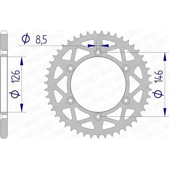 Nářadí na motocykly Hliníková zadní rozeta AFAM 15203 - 520 15203N-52