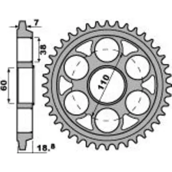 Nářadí na motocykly Hliníková ultralehká tvrdě eloxovaná zadní řetězová kola PBR 4522 - 525 4522.41.LD
