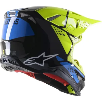 Auto-moto přilba SUPERTECH S-M8 FACTORY, ALPINESTARS (černá/žlutá fluo/modrá lesklá, vel. XL) (Velikost: XS) 8302222-1578
