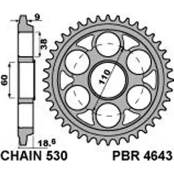 Nářadí na motocykly Ocelová standardní zadní řetězová kola PBR 4643 - 530 4643.42.C45T