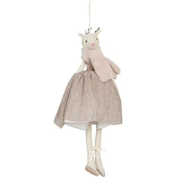 Vánoční dekorace CLAYRE & EEF Závěsná ozdoba - Laň Lotte v pudrových šatech