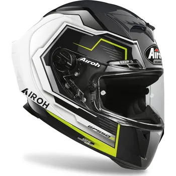 Helma na motorku přilba GP 550 S Rush, AIROH (lesklá bílá/žlutá, vel. XL) 2023 (Velikost: XS) GP55RU38