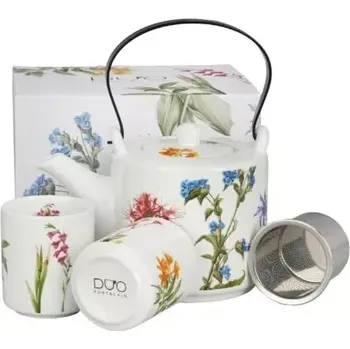 Konvice na čaj Porcelánová konvička s čajovým sítkem a šálky Colors Of Nature