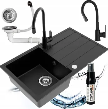 Granitový dřez Jednokomorový granitový dřez Milo Metro černý