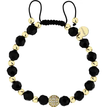 Náramek Pozlacený náramek z mosazi se zirkony a skleněnými detaily - AR543-4245