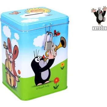 Pokladnička Velká plechová pokladnička Krtek hranatá 24x10,5x10,5cm KRTEČEK [A]