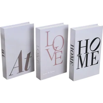Dekorační falešné knihy 3 ks Neotevíratelné bílé knihy At Love Home minimalistická bytová dekorace