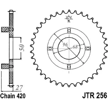 Řetězová sada pro motocykl Řetězová rozeta JT JTR 256-43 43 zubů, 420 HONDA ST 50 K Dax 3 ST50 1980-1980