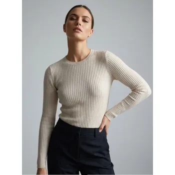 Dámský svetr Sinsay - Klasický žebrovaný svetr - krémová - 651IJ-01X - 651IJ-01X-M