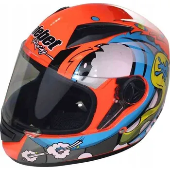 Helma na motorku PŘILBA SAFEBET HF-111K NEONOVĚ ORANŽOVÁ Q280 VELIKOST M (ECE)