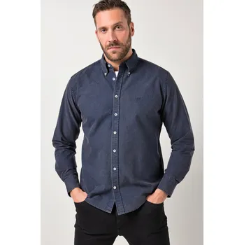 Pánská košile JP1880, Plus size Oxford košile JP1880, FLEXNAMIC®, dlouhé rukávy, límeček s knoflíky, Modern střih, do 8XL pro plnoštíhlé nadměrná velikost, 844689130-1460, modrý, XXL, Plus size oblečení, Oblečení pro vysoké muže, Nadměrné velikosti, Oblečení pro plnošt