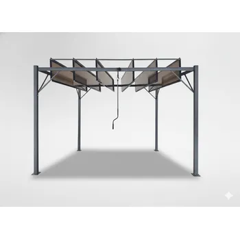 Pergola Garden Line ZÁHRADNÍ PERGOLA S POHYBLIVÝMI LAMELOVÝMI Z POLYKARBONÁTU 3 x 3 M HNĚDÁ *4016