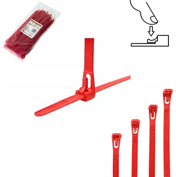 Organizace kabelů Upínací pásky Stahovací Pásky na kabely Stahovací Pásky 100 Ks Červené 4,8 x 200 mm Silné