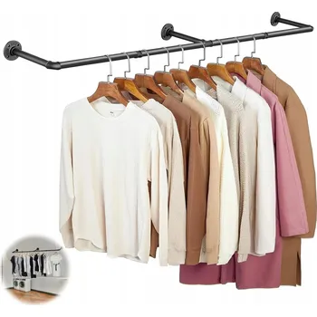 Věšák Nástěnný věšák na oblečení černý loft 120 cm