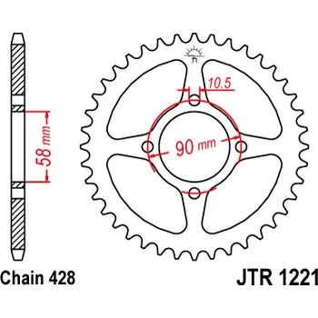 Řetězová sada pro motocykl Řetězová rozeta JT JTR 1221-42 42 zubů, 428 JTR1221.42