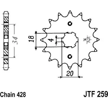 Řetězová sada pro motocykl Řetězové kolečko JT JTF 259-14 14 zubů, 428 DAELIM VC 125 Advance 1995-1996