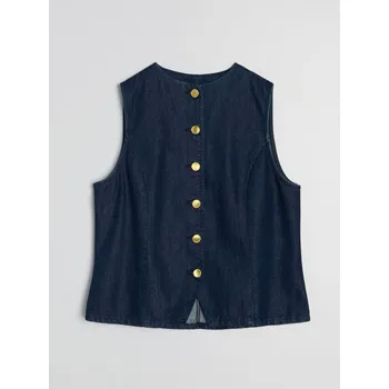 Dámská vesta Sinsay - Džínová vesta z lyocellu s příměsí bavlny - námořnická modrá - 135IV-95J - 135IV-95J-M