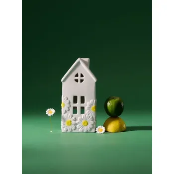 Svícen Sinsay - Svícen ve tvaru domečku s motivem sedmikrásek - bílá - 624HZ-00X - 624HZ-00X-ONE