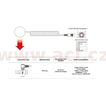 Motodoplněk kabel pro PMR Motorola pro SR10, SENA SC-A0112