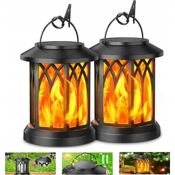 Venkovní osvětlení 2x LED zahradní lucerna Solární lampa Lampion Hřbitovní Svíčka Černá dekorace