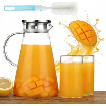 Džbán na NÁPOJE vodu šťávu limonádu skleněný s víkem 2L