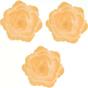 Čínská růže z jedlého papíru – zlatá perleť (3 ks, Ø 5 cm)