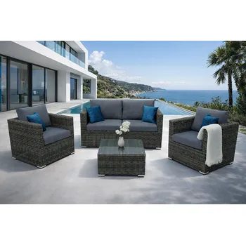 Zahradní sestava DEOKORK Ratanová variabilní sestava MALIBU pro 4 osoby (šedá)