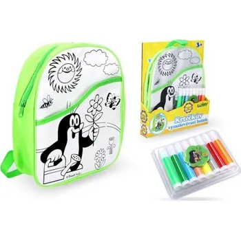 turistický batoh Batoh Krtek vymalovávací zelený 30 cm + 8 fixů [A]