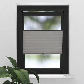 Žaluzie Plisé žaluzie bez vrtání SOLUNA s bočním vedením světle šedá/černá 50x130 cm