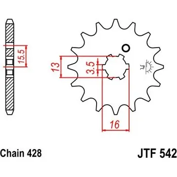 Řetězová sada pro motocykl Řetězové kolečko JT JTF 542-15 15 zubů, 428 JTF542.15
