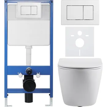 Toaletní stolek CERANO - Kompletní podomítkový WC set Lite/Cesso - bílá matná - WC tlačítko Classic, bílé - předstěnová instalace/sádrokarton - 49x36 cm