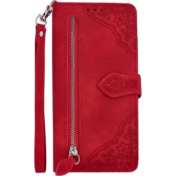 Pouzdro na mobilní telefon Pouzdro Xiaomi Redmi Note 14 knížkové se zipem červené (kryt neboli obal na Xiaomi Redmi Note 14)