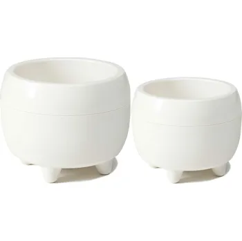 Květináč PLASTOVÝ KVĚTINÁČ BOTANICE SADA 2KS 30X24 CM+23X18,5 CM KRÉMOVÁ