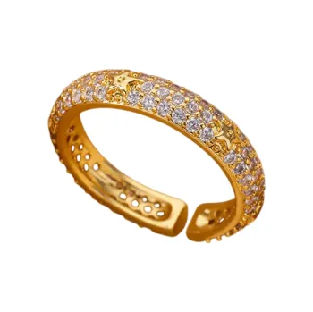 Prsten Dámský otevřený prstýnek nastavitelná velikost Zirkon mini hvězdičky gravírované kamínky Zlatá barva Jemný elegantní šperk