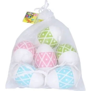 Velikonoční dekorace Vajíčko dekorační plastové barevné 4x6 cm, 6 ks