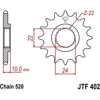 Řetězová sada pro motocykl Řetězové kolečko JT JTF 402-17 17 zubů, 520 HUSQVARNA TR 650 Strada ABS 2013-2013