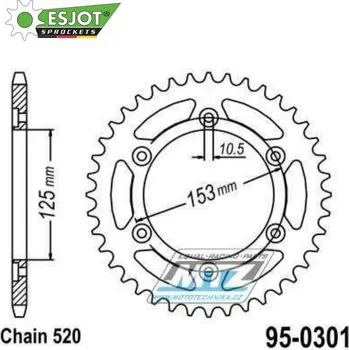Řetězová sada pro motocykl Rozeta ocelová (převodník) 0301-39zubů ESJOT 50-32034-39 - Honda CRF250L / 13-20 + CRF250 Rally + CRF300L + CRF300 Rally+CRF250M + XR250R+XR650L + XR600R / 91-00 + CRM250+CRM250R 95-0301-39-ES