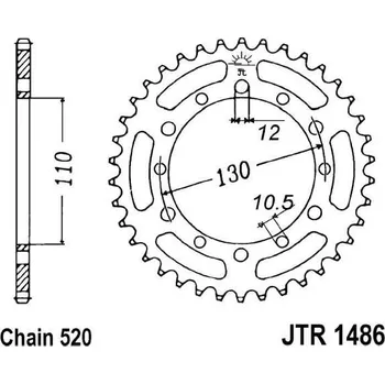 Řetězová sada pro motocykl Řetězová rozeta JT JTR 1486-40 40 zubů, 520 KAWASAKI EL 252 Eliminator 1996-2003