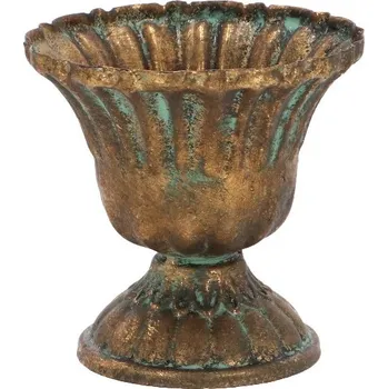 Váza Váza francouzská AGED METAL, kov, zlatá/tyrkys patina, pr.8x8cm|Esschert Design