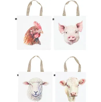 Nákupní taška Taška nákupní WATERCOLOR FARM, farmářská zvířata, 40x15x41cm, S4|Esschert Design